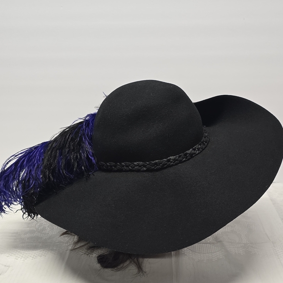 Black Wool Felt Cavalier Pirate Hat Purple Feather Musketeer Buccaneer Halloween main image 7